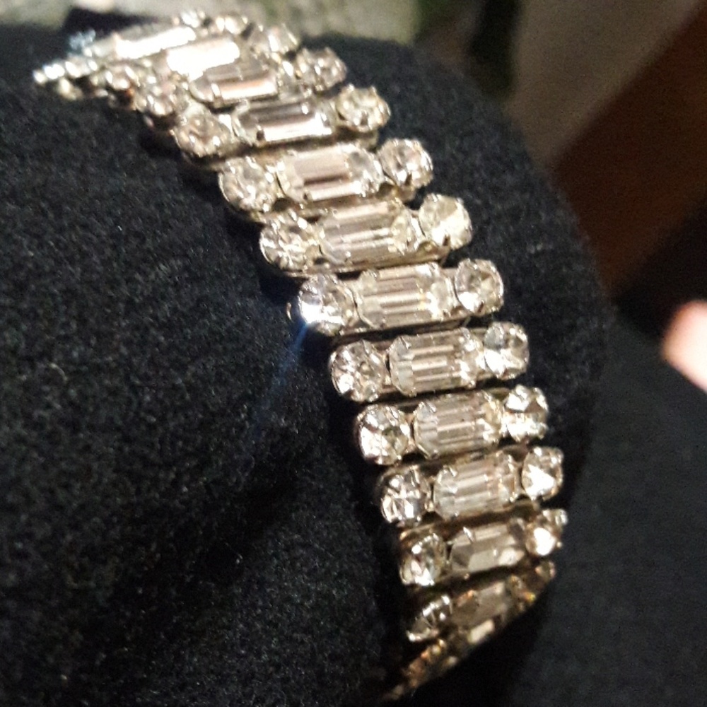 Antique Bracelet  Rhinestone steel stretch